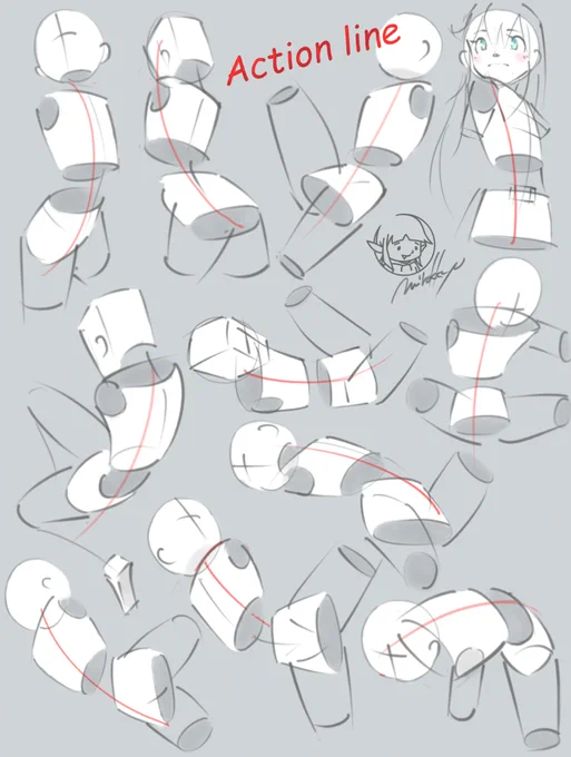 アクションライン シンプルにいろいろ描いて 頭やわらかくなるぞ-- #スケッチ #クロッキー