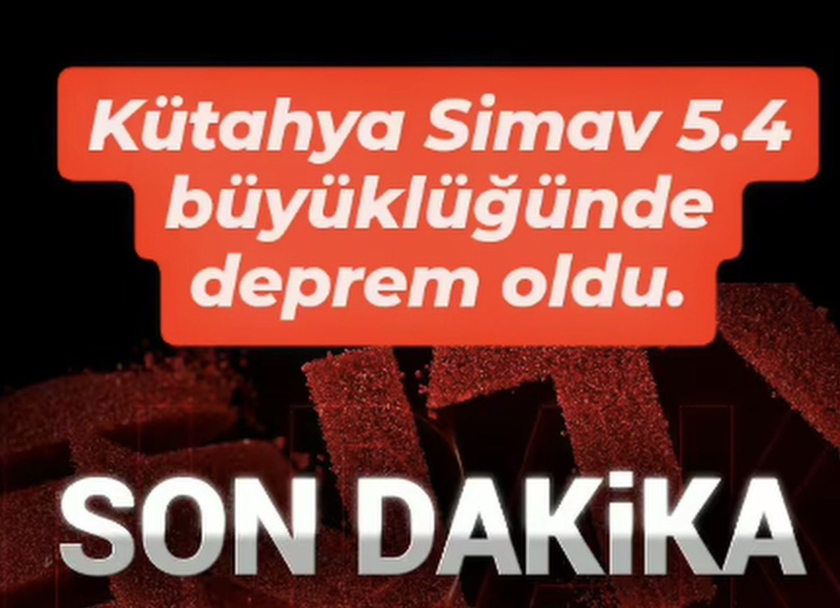 #SONDAKİKA
Kütahya’nın Simav ilçesinde 5.4 büyüklüğünde deprem meydana geldi.

Deprem başta Kütahya olmak üzere çevre illerde de hissedildi. Vatandaşlar panik halinde sokaklara çıktı. İlk belirlemelere göre can ve mal kaybına dair resmi bir açıklama yapılmadı.