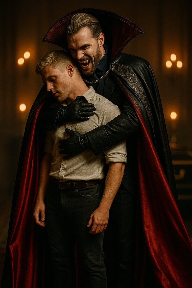 gayvampire67047's tweet photo. (16) The New Neighbour: With a sweep of his cape, Dracula enveloped him. The bite came swift, sharp, eternal.
Darkness consumed him. #vampire #Dracula #gayvampire #gaymalevampire #youngdracula #oldvampire https://t.co/KPrFAr7cyB