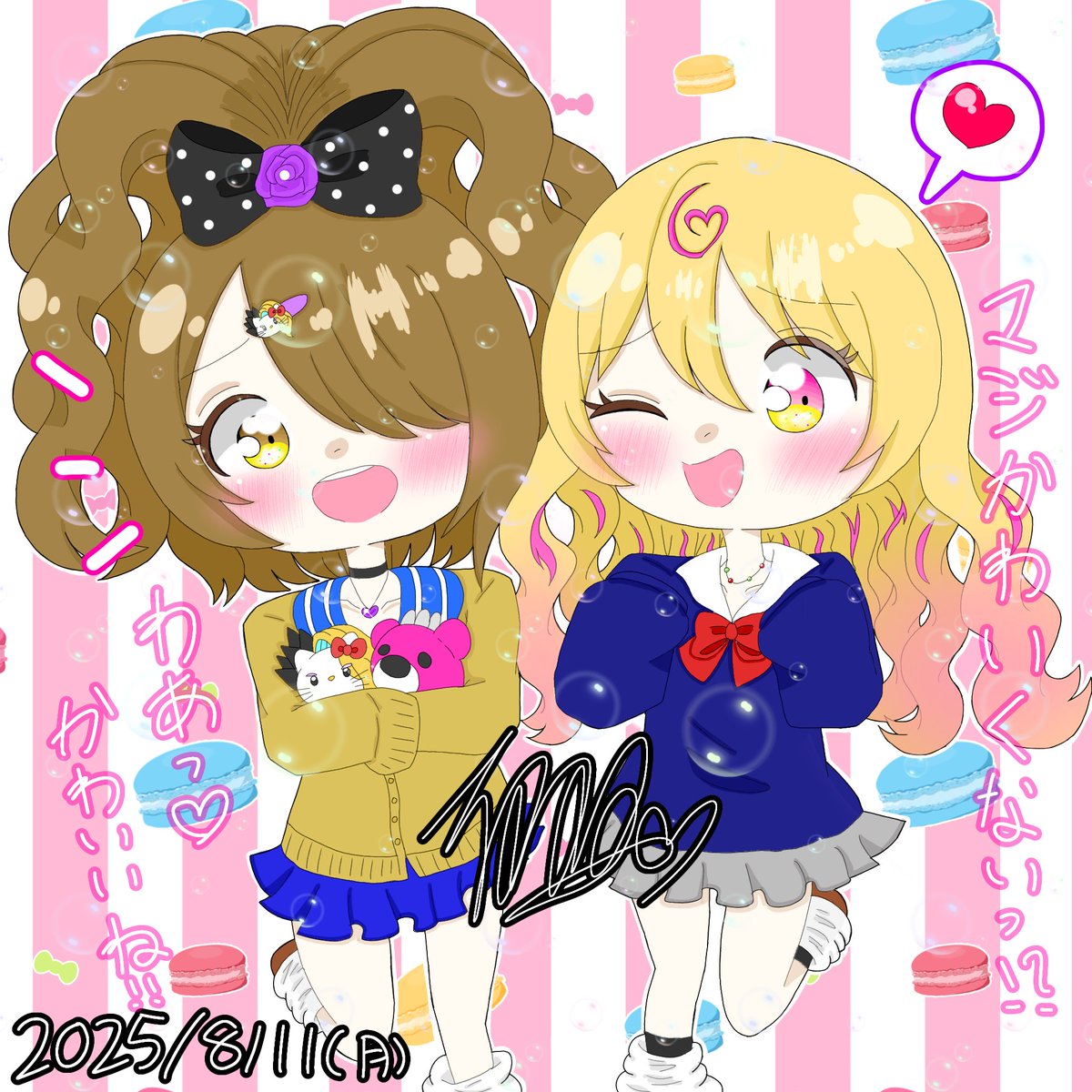 イラスト #YOSHIKI #hide #XJAPAN ギャルよっちゃんと子ギャルちゃん🍒✨🎀
