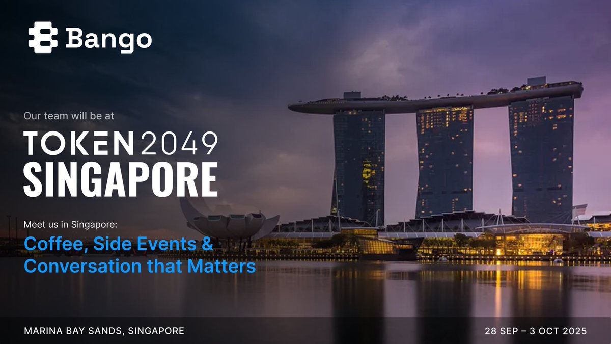 BangoDotFun's tweet image. The Bango team is in Singapore for #TOKEN2049 

We’re here to meet builders, investors &amp;amp; degens pushing the space forward.

Main event + side events → let’s connect!