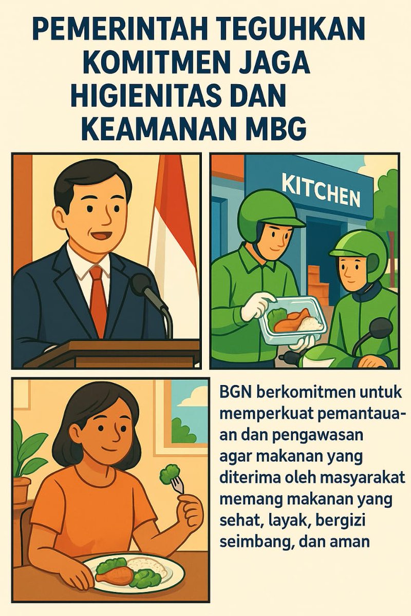 textcicicuit's tweet photo. mantap komitmen pemerintah bukan hanya slogan. dari dapur hingga ke tangan penerima manfaat, kualitas makanan terus dijaga tanpa kompromi. dukung terus #KomitmenPemerintahJagaMBG 
https://t.co/Q3RtY2zmgh https://t.co/n49CqmvSPu