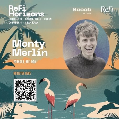 So excited to welcome <a href="/MontyMerlin/">Monty Merlin Bryant 🧙✨</a> to Tulum! 🌴
The man, the myth, the legend…one of the founders of <a href="/ReFiDAOist/">ReFi DAO 🪩</a> &amp; force in global ReFi movement. His vision&amp; dedication have inspired communities all over the 🌎 — to see that finance can be re-designed as a tool for regeneration
