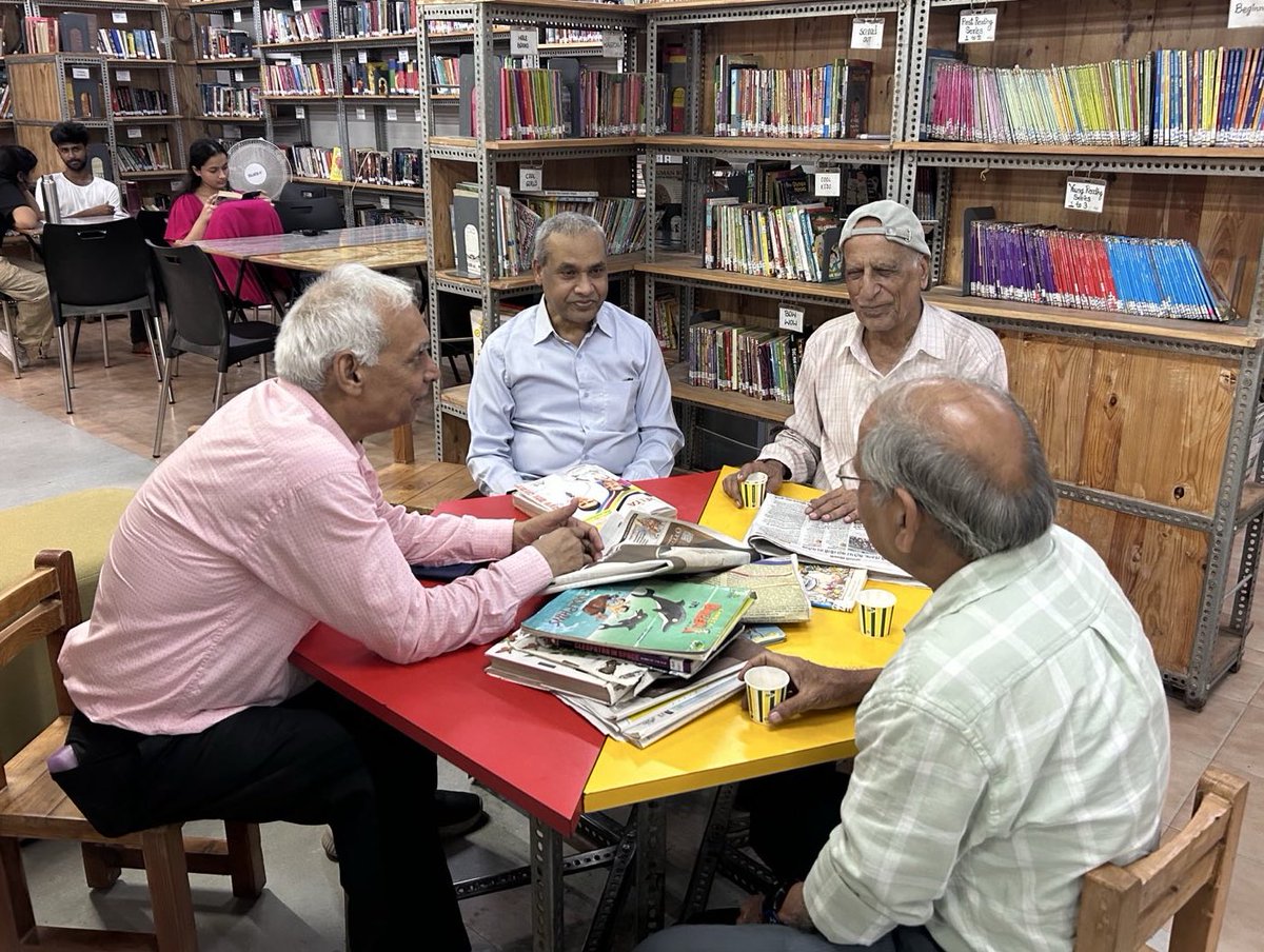 CommunityLibPro's tweet image. Evenings in our library are full of life. Our senior members sit together with a cup of chai, sharing their thoughts on news, politics, and everything happening around the world. It’s a time for them to relax, connect, and keep meaningful conversations alive in the library.