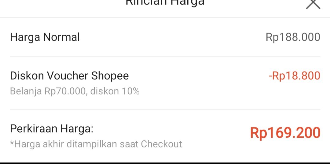 Up wtss, jadi 169k aja pake shopee voucher