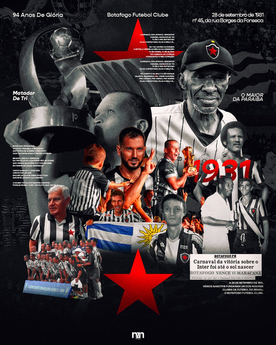 No dia 28 de setembro de 1931, em João Pessoa, nascia o Botafogo futebol clube.

94 anos de glória! 🔥🏴🏳️