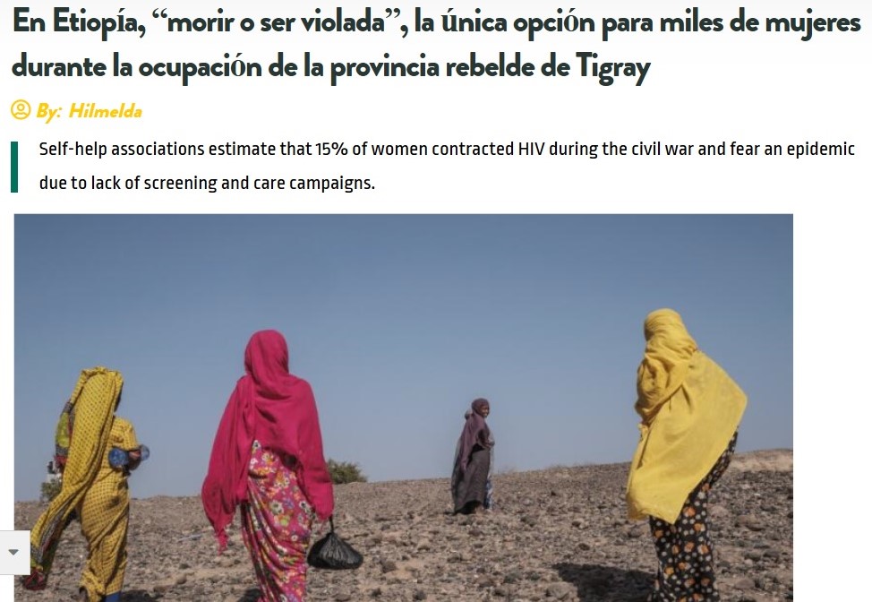 7/11 Hay dos prácticas, a cual más cruel que utilizan los soldados etíopes y eritreos: 1-violar mujeres para que queden embarazadas y paran niños etíopes o eritreos