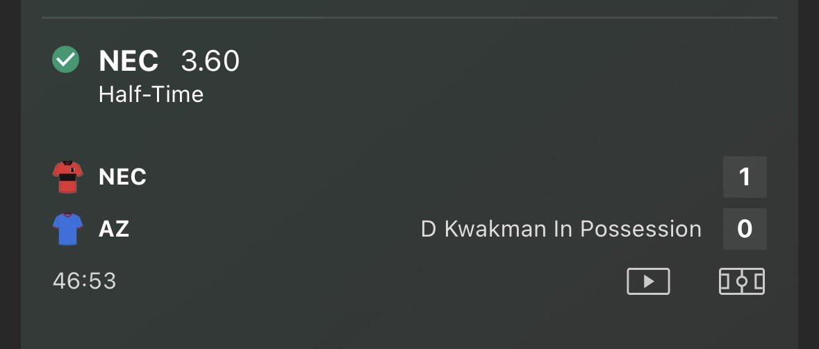 SharpSideSyndi's tweet photo. First play of the day cashed 

🎯 NEC HT Win @3.60 (1u) ✅

#NEC #Sss #footytips #azalkmaar #betting #fadethepublic https://t.co/HjM26uJa4v