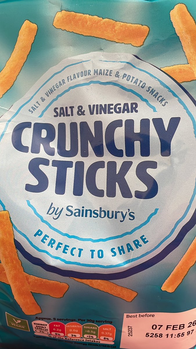 LauraMBlackburn's tweet photo. @sainsburys I have been in store today and bought salt and vinegar crunchy sticks. I have just discovered a hole in the bag. I cannot trust that these are safe to eat now with a hole. https://t.co/MnuEA70Sxo