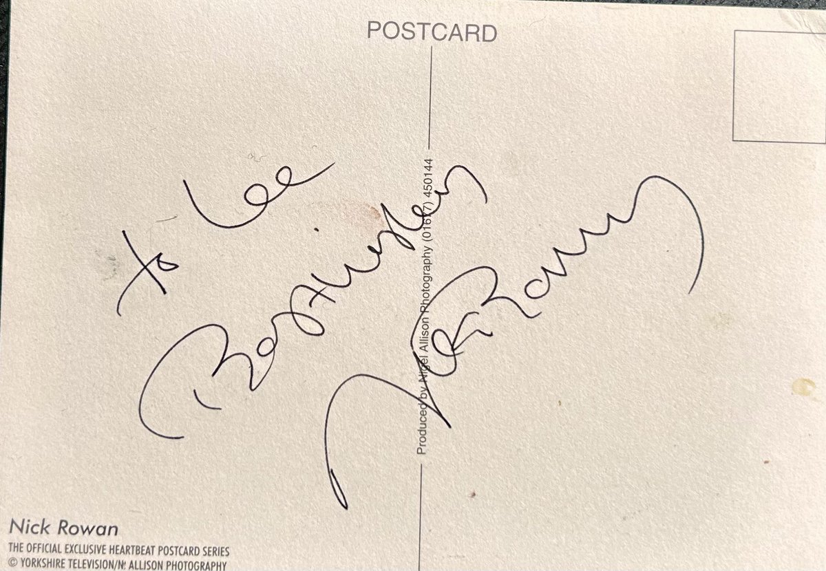 TvHeartbeat's tweet image. For #SideViewSunday; #NickBerry with PC Rowan’s off duty #MG which for me is an iconic #Heartbeat car. I love that it featured in a storyline &amp;amp; then went on to be in lots of scenes including pursuits of criminals &amp;amp; for Nick and Jo’s wedding car. Signed by Nick &amp;amp; dedicated to me❤️