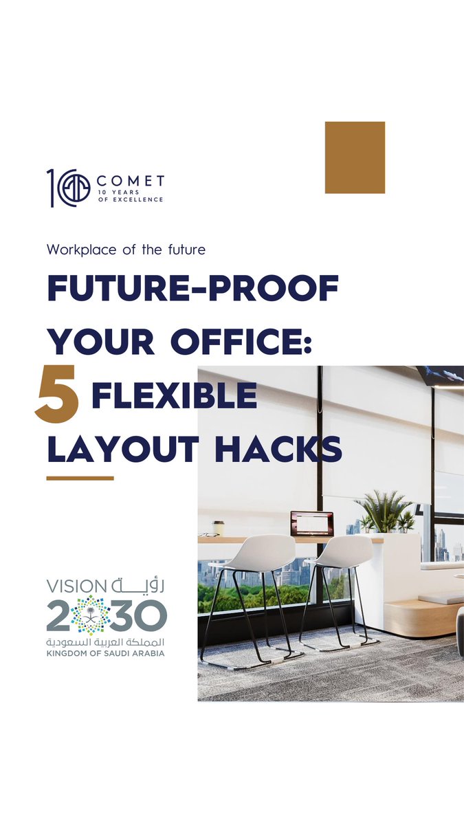cometarch's tweet image. Make your office work harder. 

5 flexible layout hacks — from modular furniture to movable walls — that future-proof your space for growth and change.

#Cometarchitects #workplacedesign #officedesigntips #futureofwork #flexiblespaces
