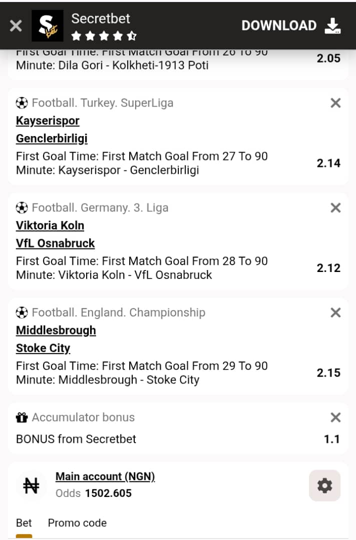 First Goal Time on Secretbet

Odds - 1502

Code - 3XL1V

Link - tinyurl.com/234lxhj7

PromoCode - BOOMNATION

Edit - t.me/BoomOnMyMind

#TheRestOfIt