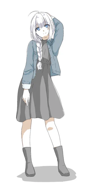黒ワンピにジージャン羽織るだけでそれなりに見えるって聞いたからあかりちゃんに着てもらったらくがき