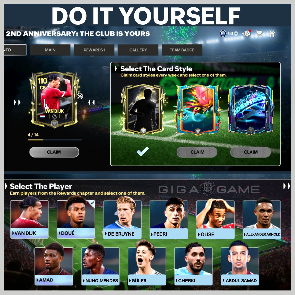 GigaXGame's tweet image. 🚨 DIY Card on Anniversary event #FCMobile
✅️ There will be 11 Players Available 

● Claim 1 Player
• You can Choose the player and card design you want

● Card Design
• Thunderstruck
• Carnival
• Code-NEON

⚠️ All these cards can play on their Alt position without -2 OVR