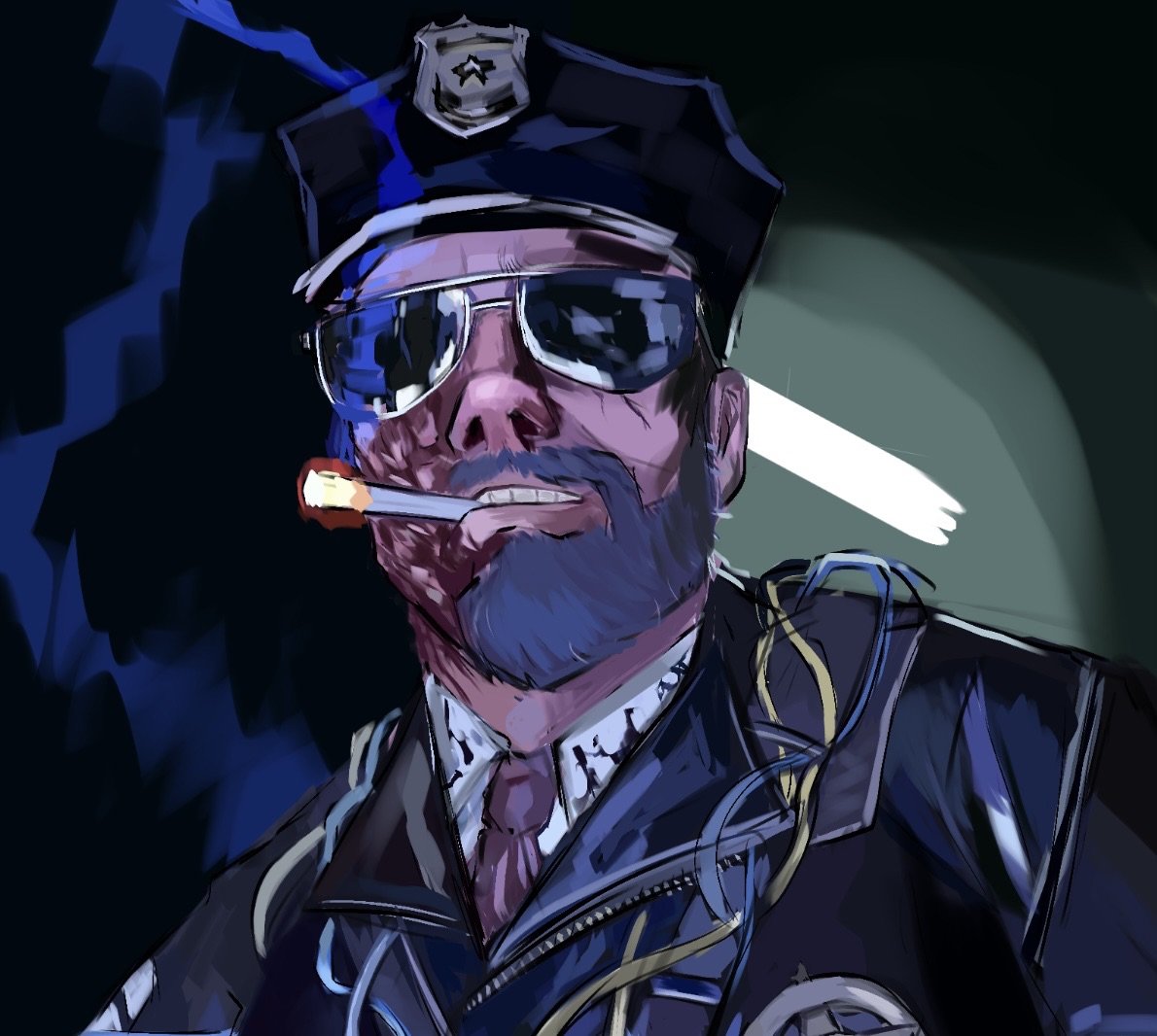 grimlerss's tweet photo. I never really use this app but I do want to share some of my Coyle art so... look below...

Last one is a paint over of one of Leyendeckers peices with pre-murkoff Coyle !!!

#outlasttrials #lelandcoyle https://t.co/IojPYKh15O