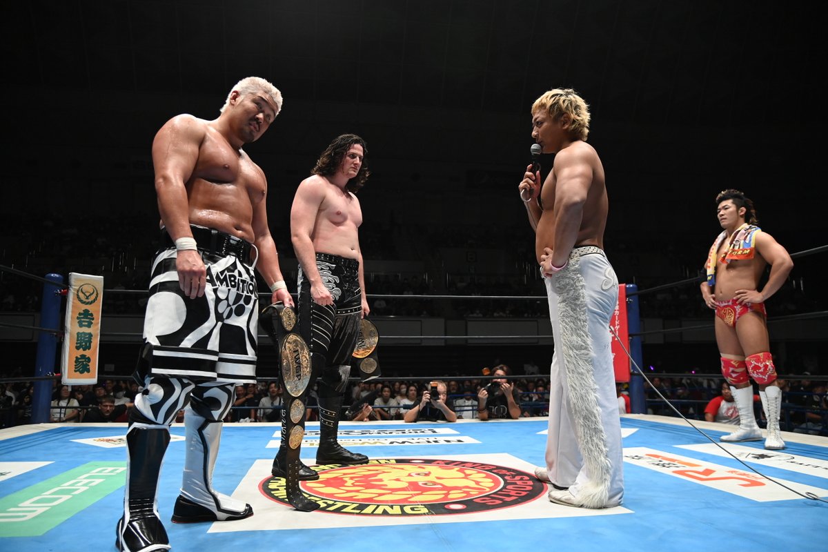 #andNEW

The Knock Out Brothers reached high and overcame Ishii and Taichi, crowning themselves as the new IWGP World Tag Team champions!👊🧊

#njdest report:
njpw1972.com/601118

Watch the replay:
watch.njpwworld.com/details/60220?…