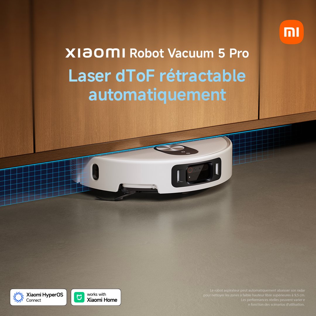 Des coins inaccessibles ? Pas de soucis, avec le laser rétractable dToF du Xiaomi Robot Vacuum 5 Pro, il cartographie chaque espace et glisse sous les meubles sans effort ! 🫧

Disponible ici 👉 fcld.ly/xiaomi_vacuum_…