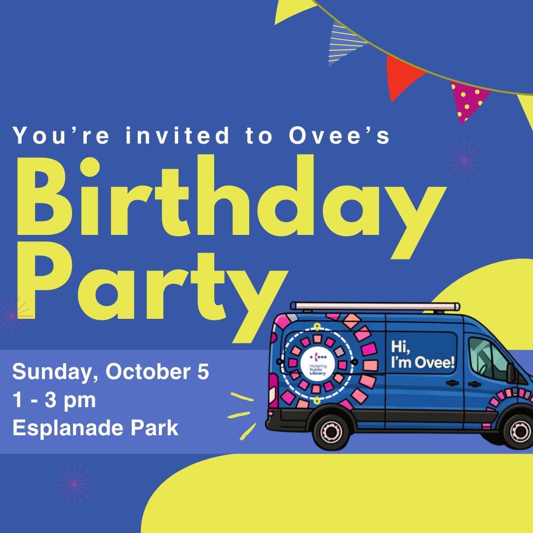 Party in the park! 🎉

Ovee is turning one, and you’re invited! Join us for giveaways, activities, and family fun right behind Central Library. 🥳

📅 Oct 5 | 1–3 pm
📍 Esplanade Park
🔗 bit.ly/ovee-1

#Pickering #Events #DurhamRegion #Ovee #FamilyEvents