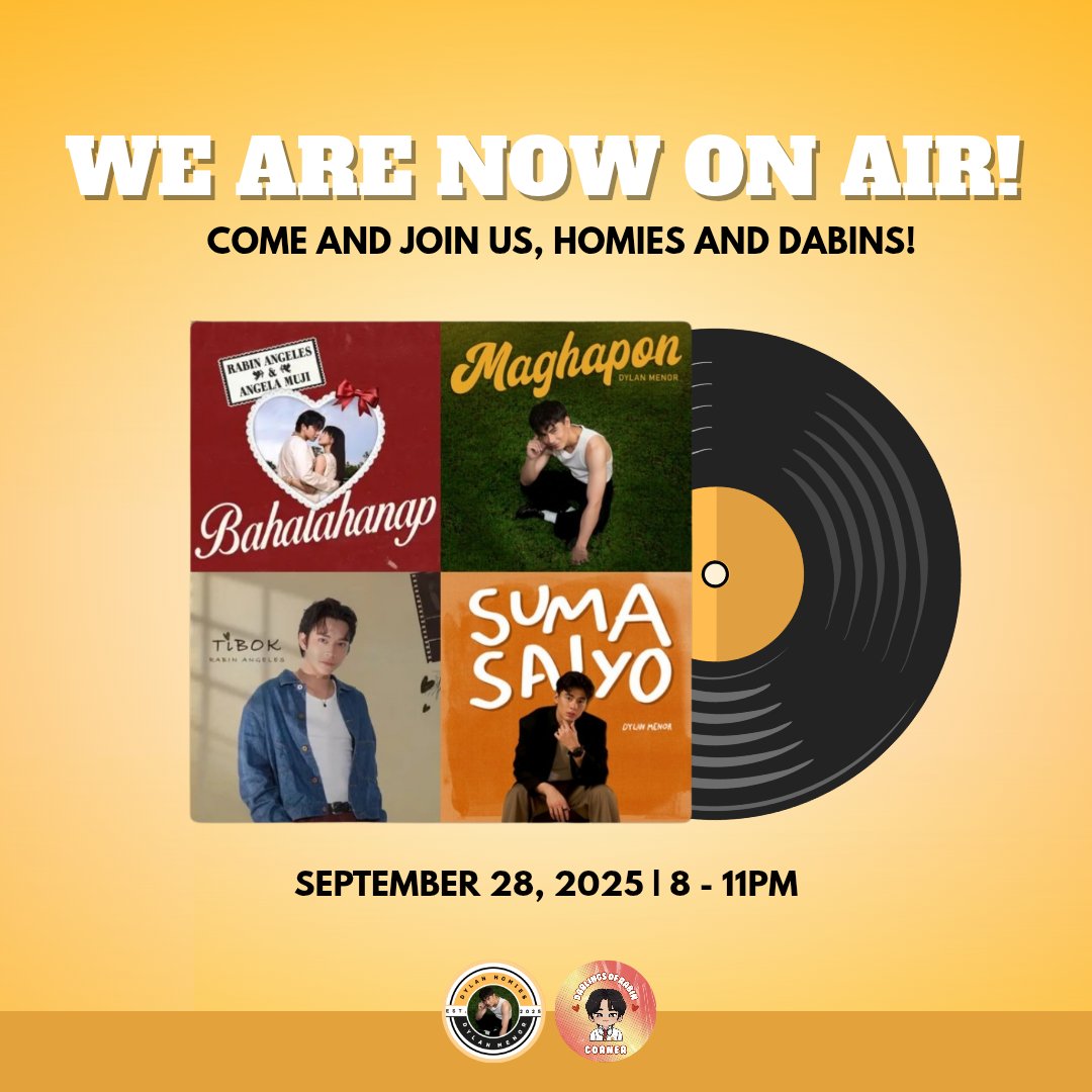 Stationhead collab by Homies x Dabins is now on air! 🎧✨ 

Come through and join us for good vibes, great music, and the best company. Let’s make this night one for the books, homies and dabins!💙💛

#DylanHomies #DabinsCorner #StationheadCollab #DylanMenor #RabinAngeles