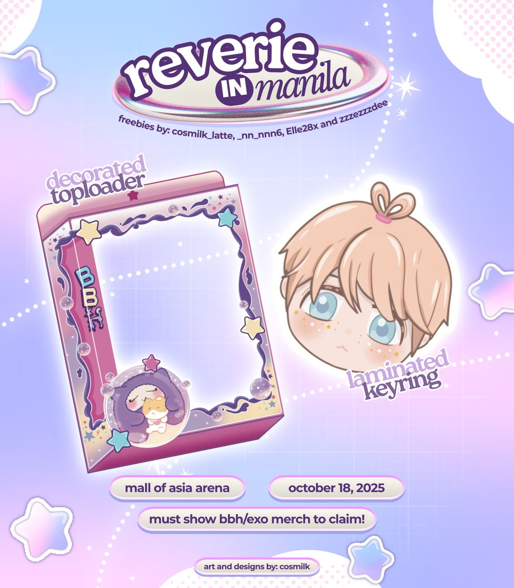 reverie in manila freebies ✧˖°.
by <a href="/cosmilk_latte/">⋆ ˚｡⋆ cosmilk</a> <a href="/_nn_nnn6/">✰Ξ✗০✰~we are one~⋆ ˚｡⋆୨୧˚</a> <a href="/Elle28x/">Hi! I’m EXO-ELLE. Nice to meet you! 🩶</a> <a href="/zzzezzzdee/">Dee ber months with exo ☽̶☾ (solo and group) 💥</a>

💜strictly 1:1 
💜show ALL proofs upon claiming 
💜time and location tba on dday
💜more details below 

#ReverieinManila2025 #reverieinmnl #BAEKHYUN #백현 #EXO #엑소 #INB100