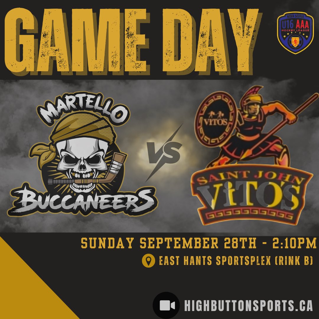 G A M E  D A Y ! 🏴‍☠️ 🏴‍☠️ 🏴‍☠️

VS. @u16aaavitos 🏒
⏰ Puc drops at 2:10pm!

📍East Hants Sportsplex (Rink 😎

🎥 Livestream: @highbuttonsports 

🏴‍☠️ 🏴‍☠️ 🏴‍☠️ 🏴‍☠️ 🏴‍☠️ 🏴‍☠️