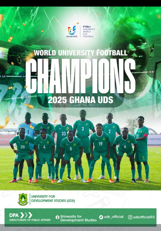 I congratulate the University for Development Studies (UDS) for winning the 2025 World University Football Championship, a truly historic feat that has brought pride to Ghana and Africa.
