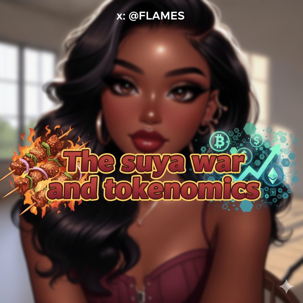 flame_s__'s tweet image. The Suya War & Tokenomics
In the heart of Ikeja, two suya spots face each other across the narrow street like sworn enemies.
Musa's Suya Spot (left side) vs. Metumbi's Suya Joint (right side).
Same meat. Same spices. Same price ranges.
But only ONE will survive the war that's…