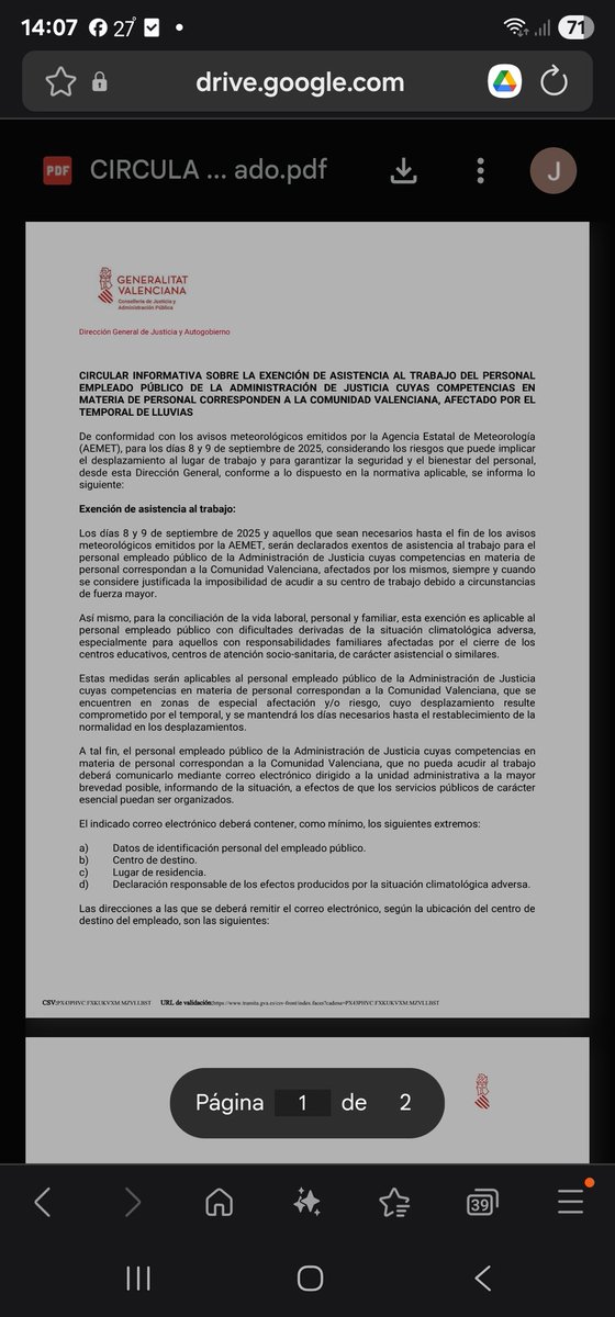 La DGJ manda esta circular a su personal. Que dicen que se den los dias por cambiados. Donde pone 8 y 9, que entendamos 29 y 30. 
Ala, apañao.  Que tienen que comer y no les debió dar tiempo a rectificarla, digo yo. 🤦‍♂️