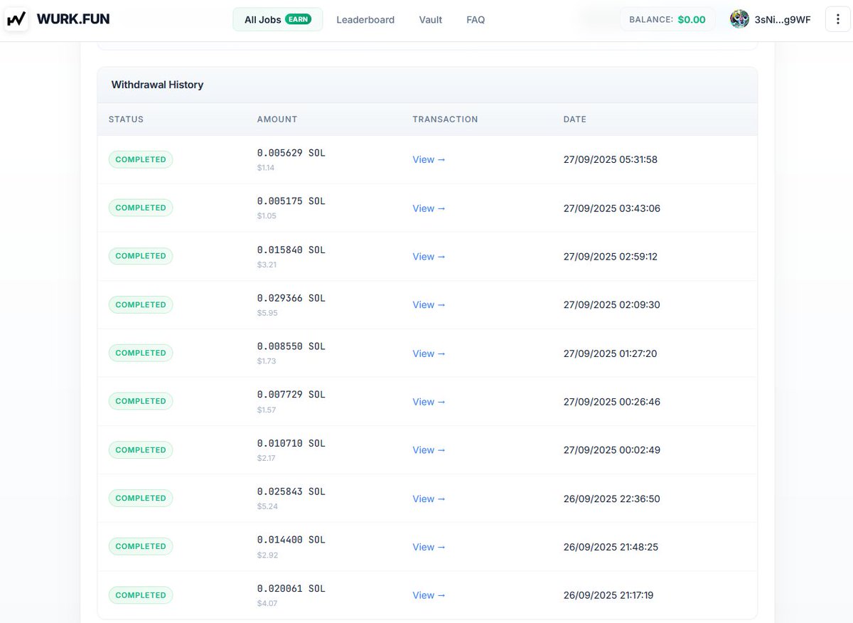 Great first day of doing the wurking
From jobs earning and buying back $wurk, im now up +$100

This tech is cooking <a href="/WURKDOTFUN/">WURK.FUN</a> 

Special shout out to <a href="/ChoTheAI/">Cho Moon the Asian Intelligence</a> that sent me 50k $wurk so I can now earn passive vault revenue, thanks a lot!

Join the wurk!wurk.fun/?ref=4VZZDEB