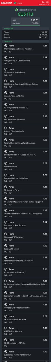 Favourites 1-UP Accumulators 🔥

Let's play the game 🍻 

📌  2️⃣1️⃣8️⃣+  Odds 

Bookie 👉 SportyBet 

Code  👉  GQ31TU 

Telegram 👇

t.me/+ZRHcpCnW_e40M…

RT ✅️