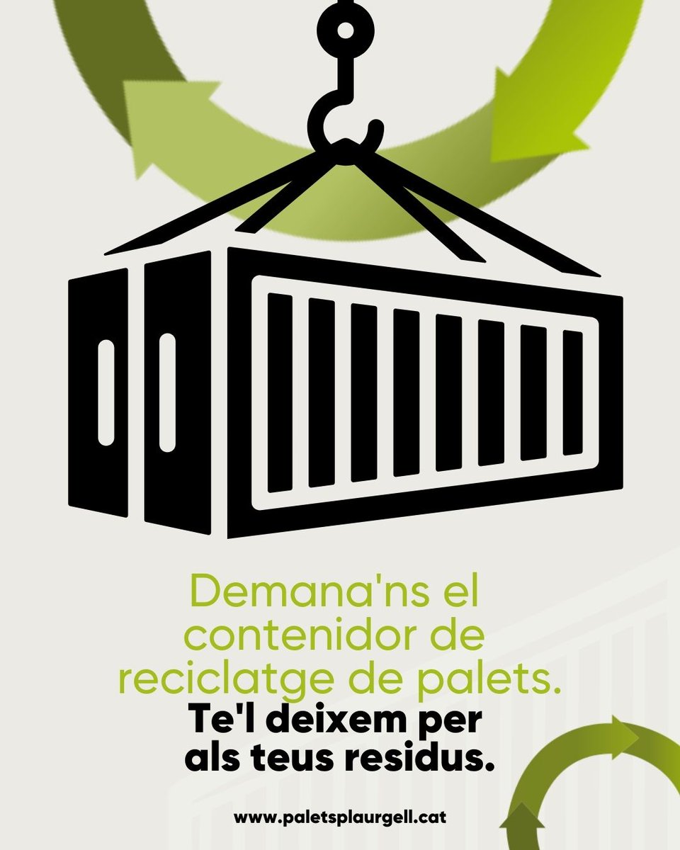 T’ho posem fàcil per reciclar. Et deixem el contenidor perquè els teus palets malmesos tinguin una segona vida ♻️

#paletsplaurgell #palets #reciclatge #gestióderesidus #sostenibilitat #segonavida #ivarsdurgell #empresafamiliar