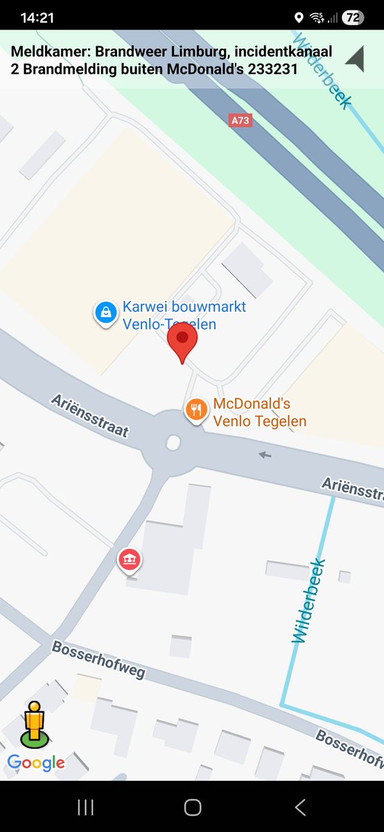 Brandmelding Buiten bij McDonald's
