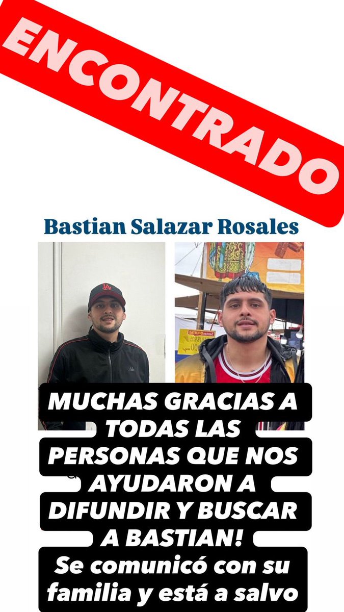 ROMA_DD's tweet image. ENCONTRADO!!!!
Gracias a toda la cadena humana que se formó para dar con Bastian 👏🏻