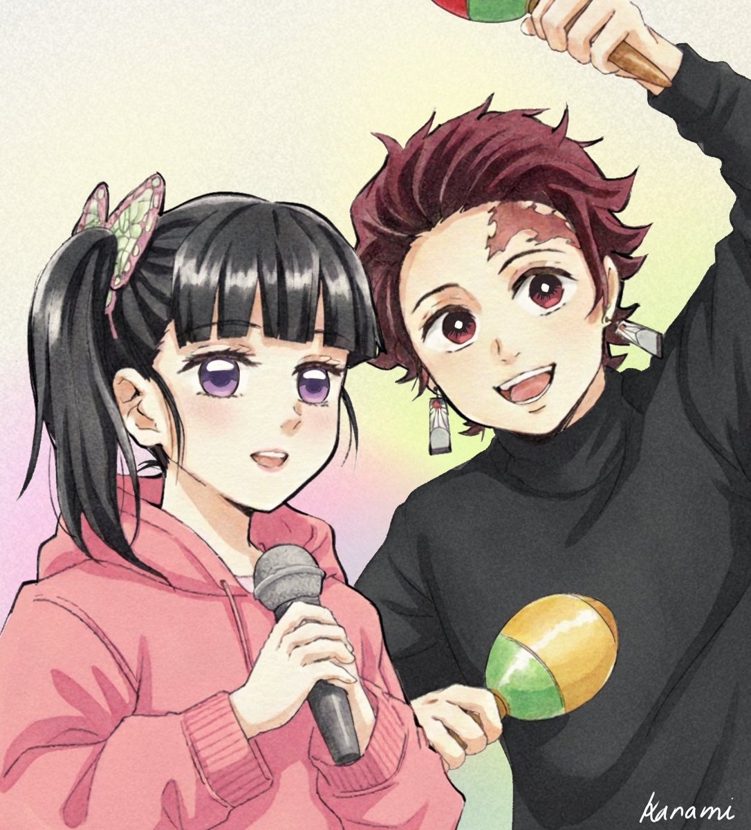 カラオケデート❤️
#栗花落カナヲ #鬼滅の刃 #竈門炭治郎