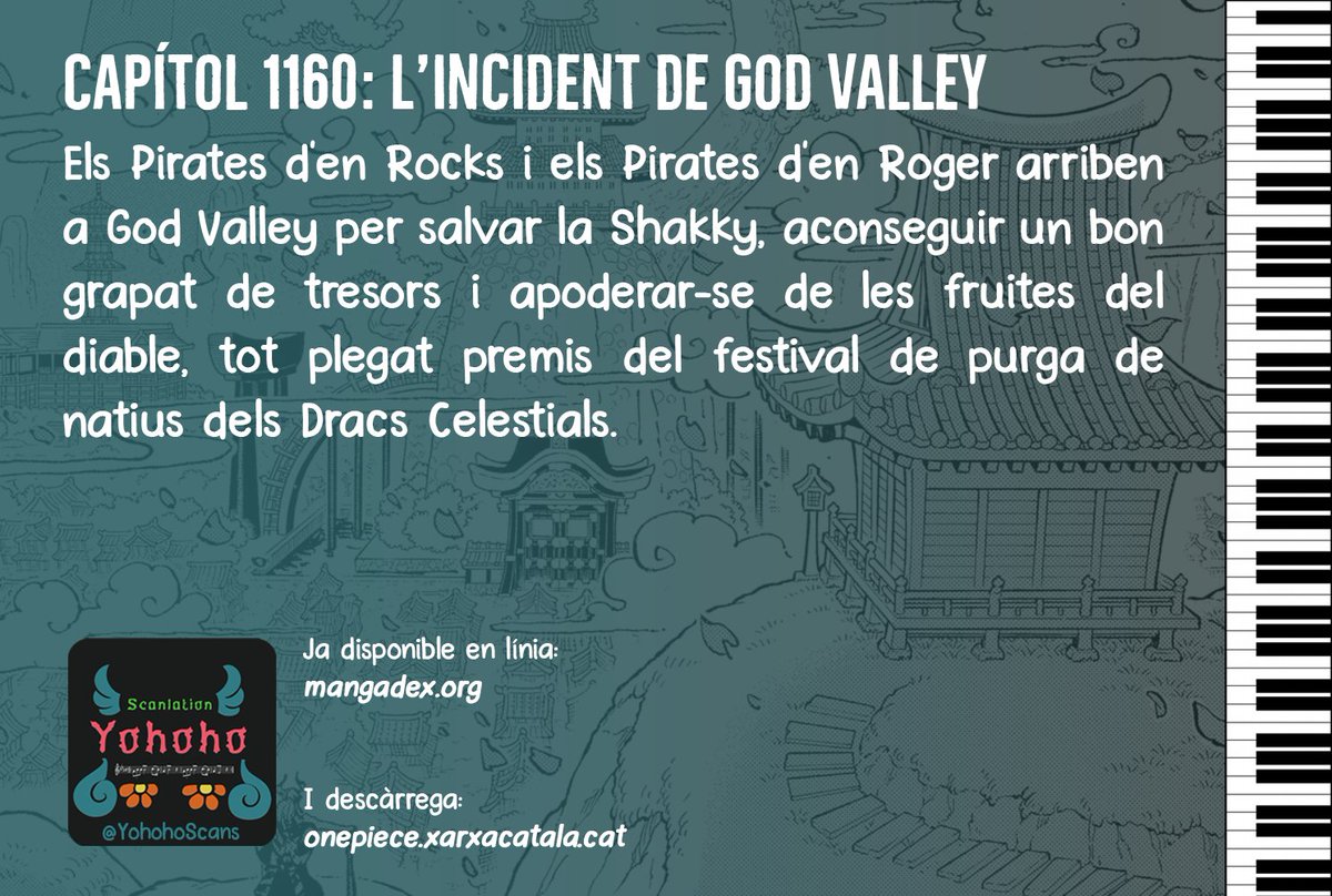 🏴‍☠️ Ja teniu disponible el capítol 1160!

MangaDex: bit.ly/480yfRF
Descàrrega: onepiece.xarxacatala.cat