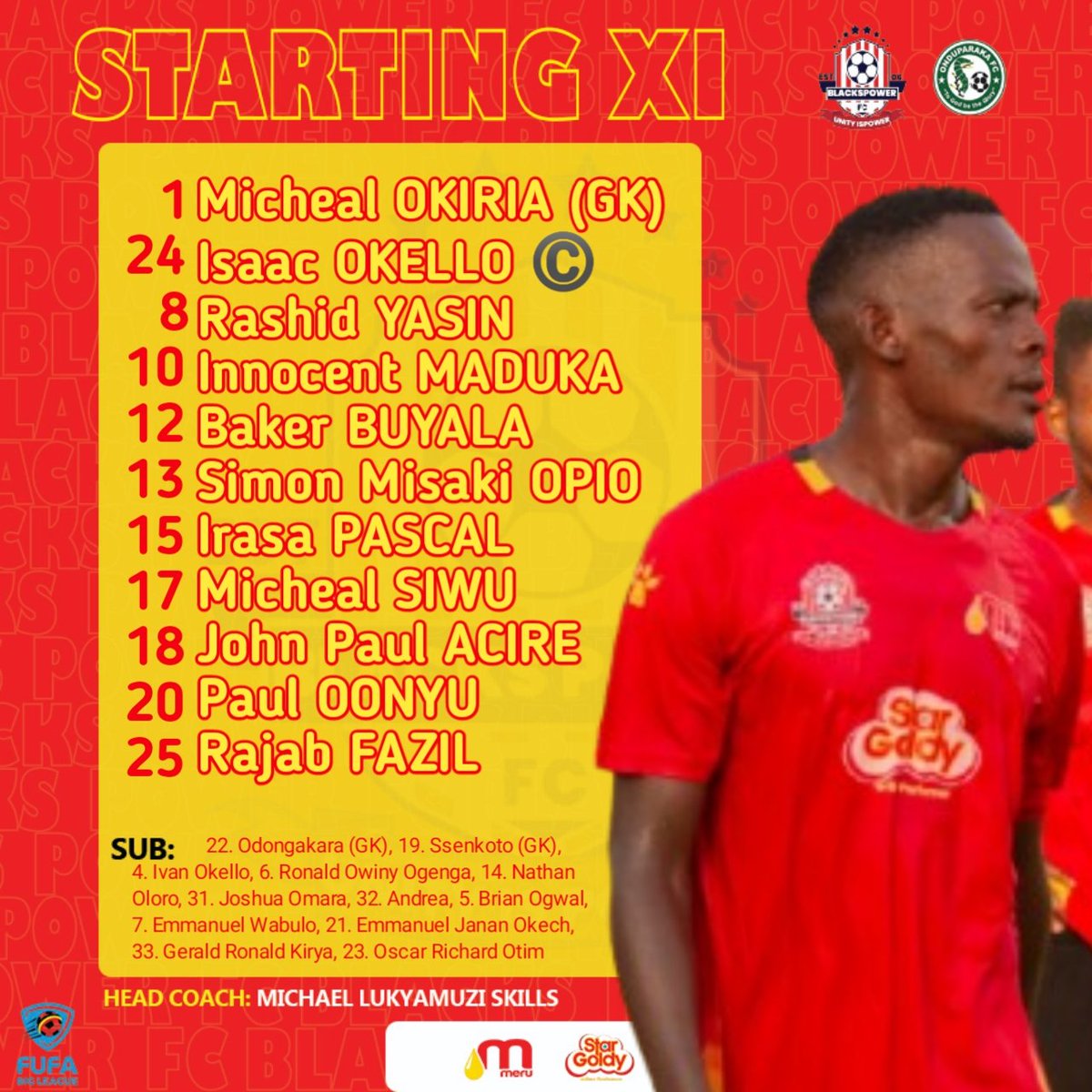 BlacksPowerFC's tweet image. Coach Skillz's start list against @OnduparakaFC1 this evening!

@FUFABigLeague

#WeAreBlacksPower #UnityIsPower