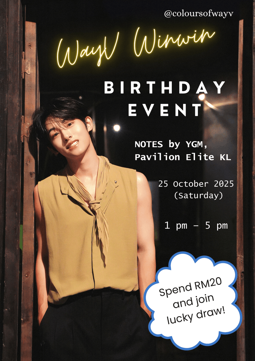 coloursofwayv's tweet photo. WayV Winwin Birthday Eventπ₯π²πΎ
Purchase minimum RM20 for 1 drink and 1 packed popcorn to get our freebies and join our lucky draw (Prizes in last pic)π
NO vendorπ
Dress code: πππ€π€
More details TBA in the threadπ
#coloursofwayv #WayV #cupsleevemy #pasarNCT #pasarWayV https://t.co/gxmEq2dRgx