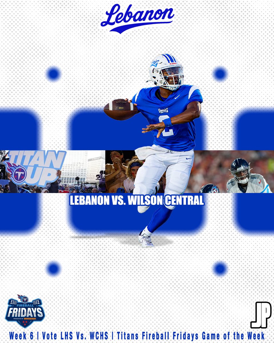 🚨Blue Devil Fans🚨
We need you to vote <a href="/BDPFootball/">Lebanon Football</a> vs Wilson Central as the Titans Fireball Fridays Game of the Week. 
Voting begins Monday at 12:00am and closes 11:59pm on Wednesday. 
You can vote as many times as you want!!