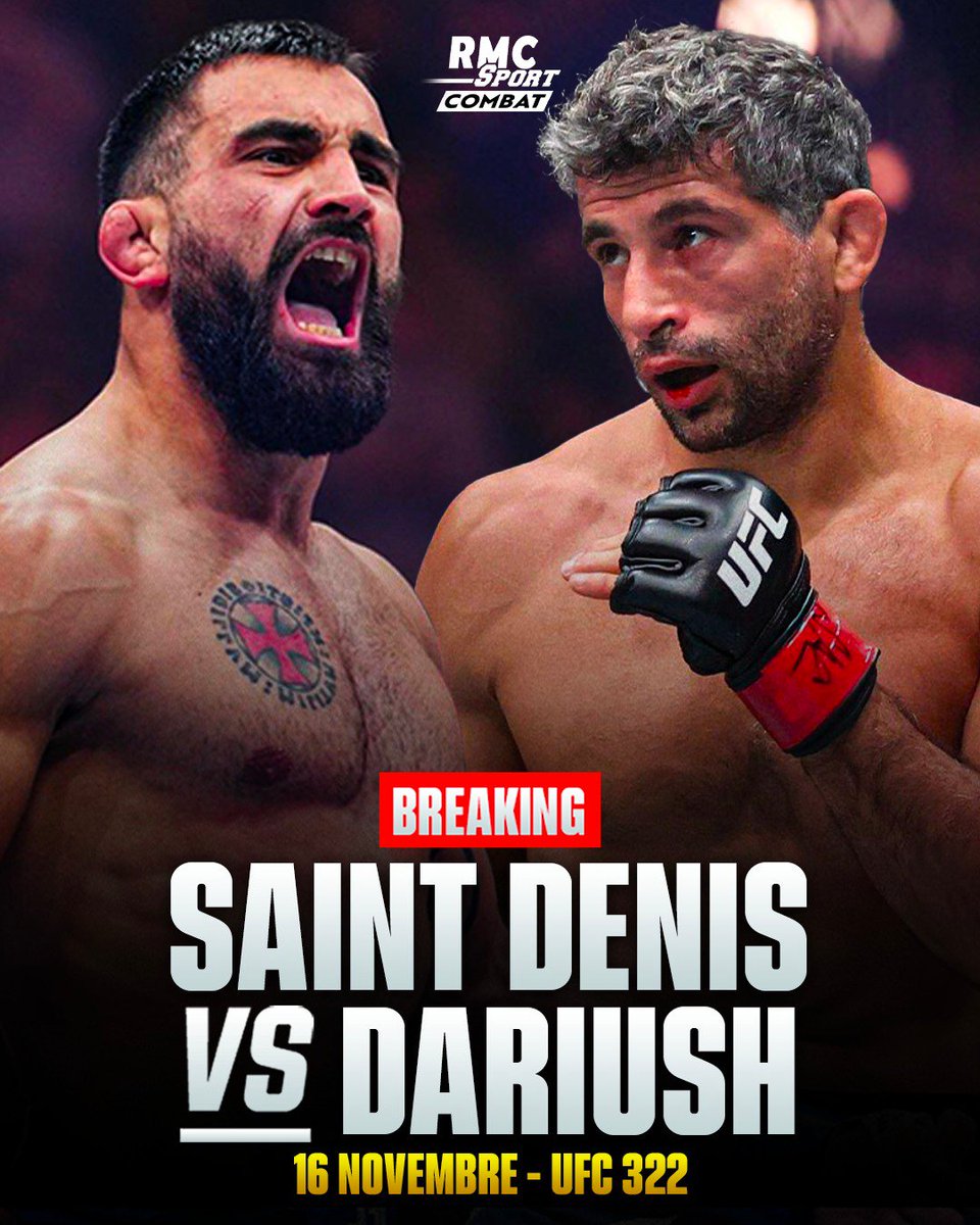 🚨 BENOÎT SAINT DENIS VA AFFRONTER DARIUSH À L'UFC 322 !!

🔥🇫🇷 Guillaume Peltier, le manager de notre guerrier français, vient de nous l'annoncer, Benoît Saint Denis va tenter d'entrer dans le top 10 de la catégorie la plus dure de l'UFC, les -70kg en affrontant le n°9, Beneil