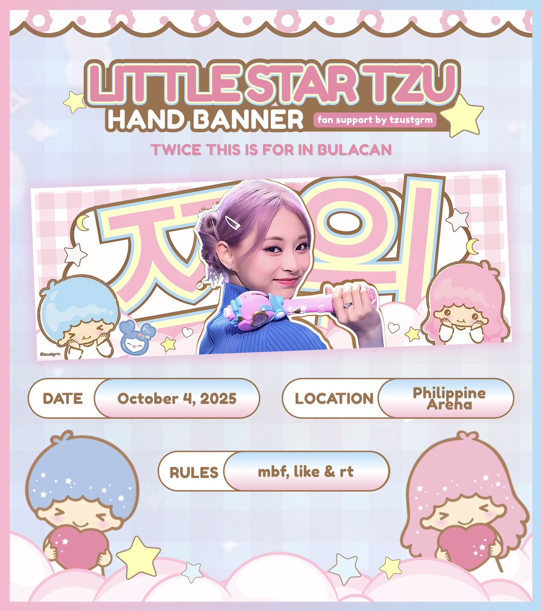twice this is for in bulacan freebies
fan support by <a href="/tzustgrm/">ִֶ</a>

★ little star tzuyu hand banner

— like &amp; rt to claim 
— strictly 1:1 
— open for trades (dm me)
— open for team labas

see you on october 4th! ♡

#TWICE #THISISFORINBULACAN
#TWICE_THISISFOR_WORLD_TOUR_BULACAN