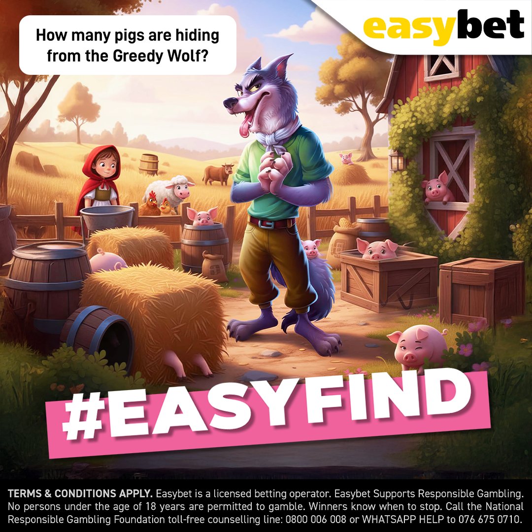 Easybet_SA's tweet image. 🐺 Spot the pigs! 🐷👀

The Greedy Wolf is prowling the farm… but the pigs are hiding clever. Can you spot them all? 👀🐷

👉 Comment how many pigs are hidden for a chance to win a Bonus Bet!

🎰 Play slots now: bit.ly/eb-slots

#EasyFind #Easybet #Slots #GreedyWolf
