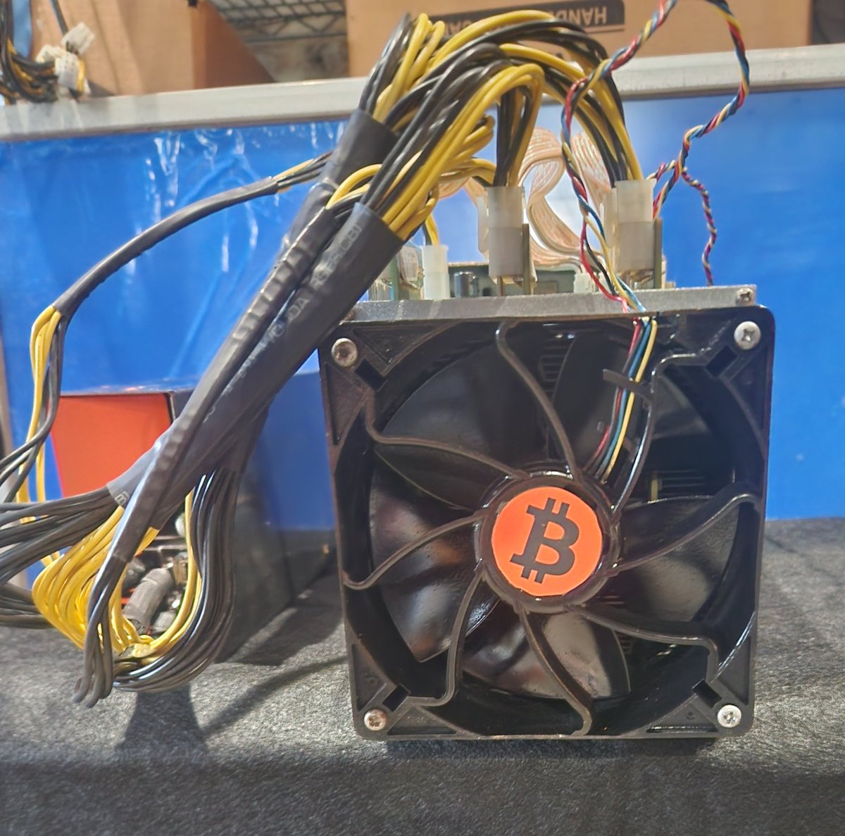 Im no artist, just a working pleb, but when my S9 finally made its last hash, and the power supply started clicking instead of whirring,  I channeled inspiration from <a href="/rebelmoneyart/">₹£₿€₺ ₼¤元₤¥</a> and turned an old workhorse in to conversation piece. I call it Digital Gold.