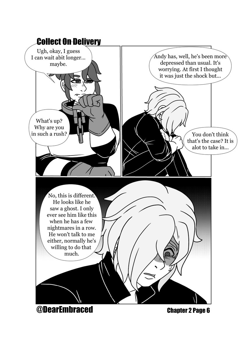 DearEmbraced's tweet photo. #collectondelivery Chapter 2, P5-8. Anyone know which character I'm referencing with the name Harpae - also I missed drawing luca I should draw him more often. #identityv #idv #idvcomic #fancomic #vicnaib #andluca #lucadrew https://t.co/3UKJaRJeex