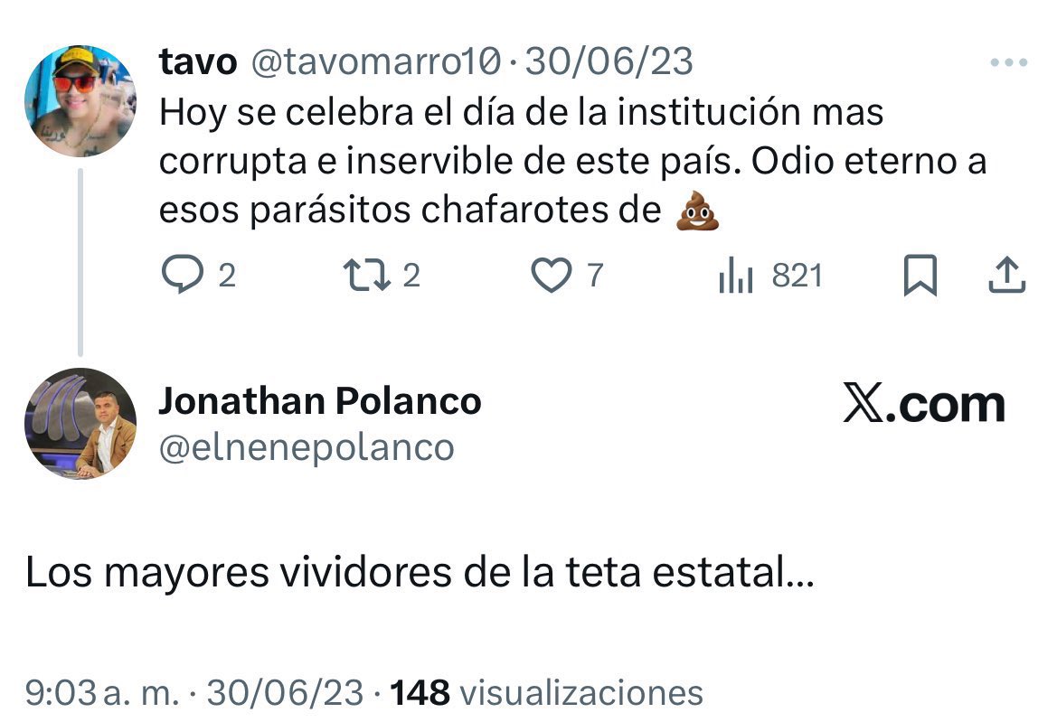 Al final, los verdaderos vividores de la teta estatal eran otros
—cobrarle Q23 mil al <a href="/GuatemalaGob/">Gobierno de Guatemala 🇬🇹</a> por subir 30 videos en TikTok, eso sí, llora sangre.

Devuelve el pisto, <a href="/elnenepolanco/">Jonathan Polanco</a>, ya que son parte de mis impuestos.  #DobleMoral