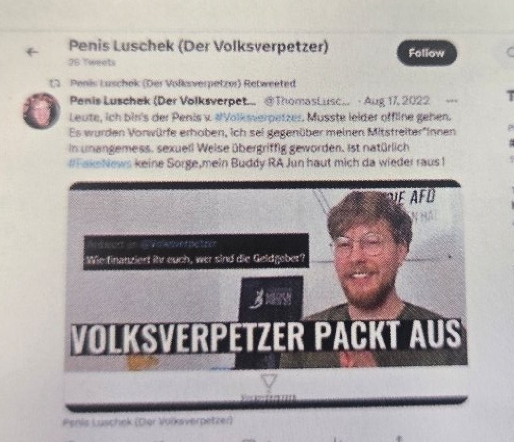 Hahaha. Deswegen will der Thommy also Twitter verklagen und abschalten.