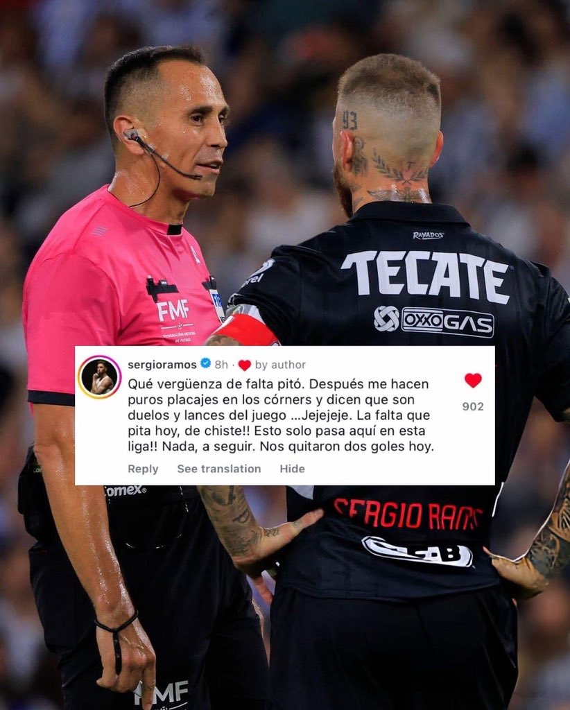 Capitanes_MMXX's tweet photo. Sergio Ramos se quejó del arbitraje después de que le anularon dos goles ayer 😳

🗞️ layvtime https://t.co/HcSJjd0F9B