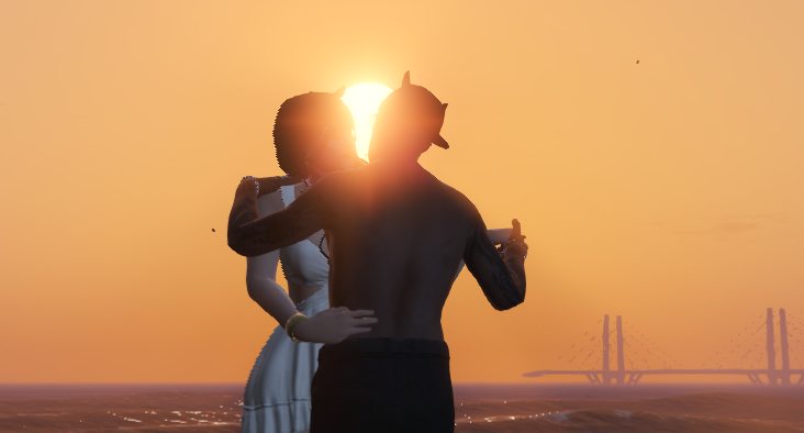 At the shore, with the sun setting, I take your hand and whisper: “Dance with me, here, where the waves set our rhythm.”
───── ୨୧ ─────
En la orilla, con el sol cayendo, tomo tu mano y susurro: “Baila conmigo, aquí, donde las olas nos marcan el ritmo.”

<a href="/Yutaro_VT/">Yutaro</a>