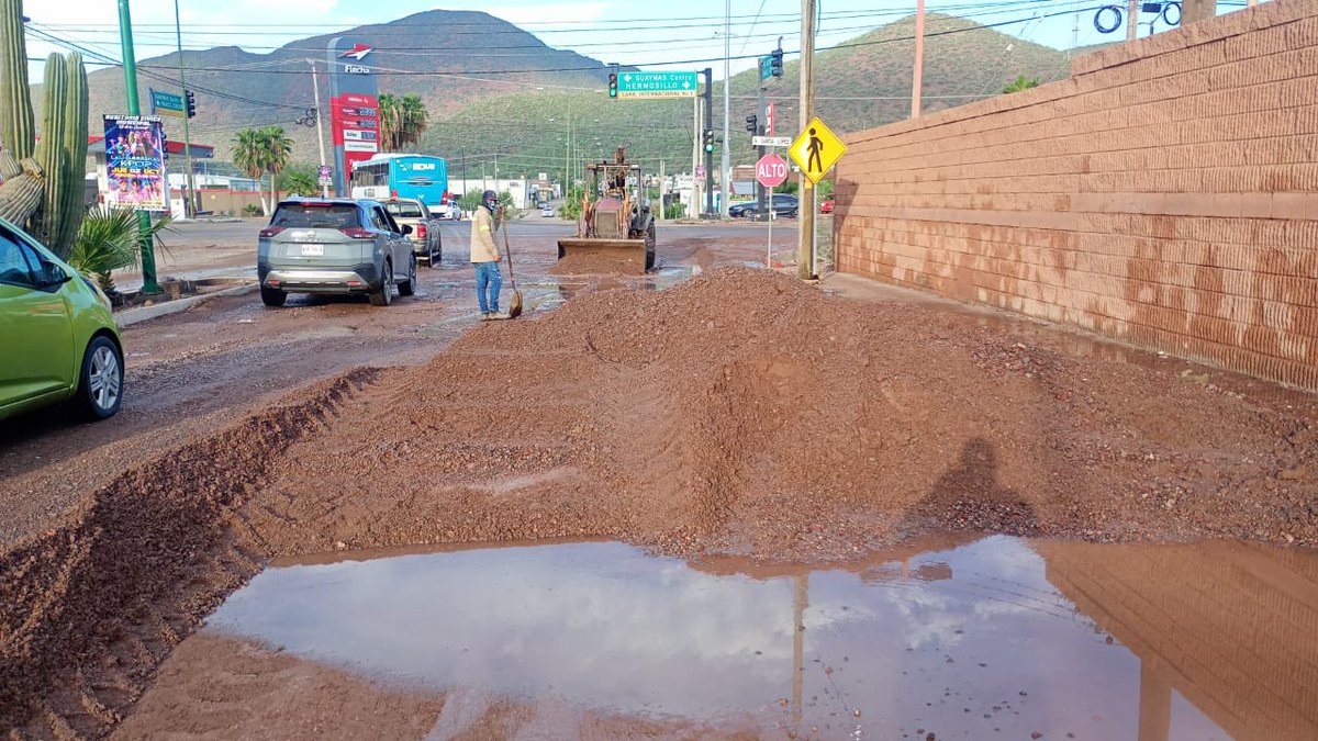 🚧 Tras las lluvias de ayer, cuadrillas de Servicios Públicos realizan limpieza y raspado de calles, poda de árboles y retiro de tierra en Diagonal Yáñez, Guaymas Norte, Loma Linda y San Gerónimo.

Seguimos trabajando por un #Guaymas limpio y seguro.

#SomosGuaymas