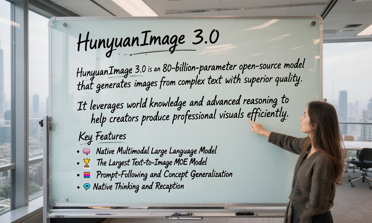 TencentHunyuan's tweet image. Talk with HunyuanImage 3.0 and see how it replies to you with its reasoning capabilities and text rendering.🤔