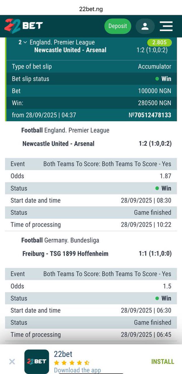 3 ODDS WON Congrats 🍾🎉 ✅✅✅✅✅✅✅✅✅✅✅✅✅✅✅✅✅✅✅✅✅✅

⚡️💰⚽️ on <a href="/22betNaija/">22BET Naija🇳🇬</a> 

No 22bet? Join here ➡️  shorturl.at/QT2O9

Promocode: MULA
